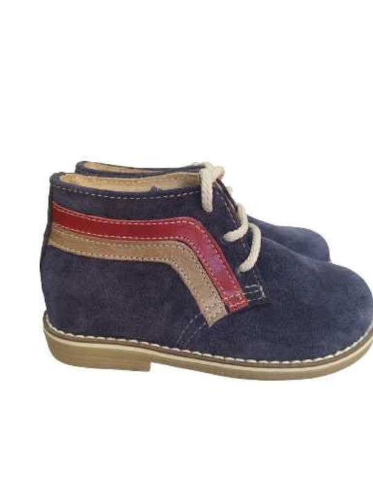 Aby Kids Suede Anatomic Boots with Lace Blue