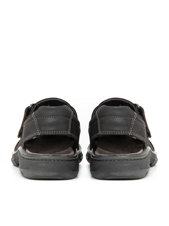 Leder Herrensandalen in Schwarz Farbe