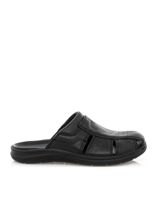 Leder Herrensandalen in Schwarz Farbe