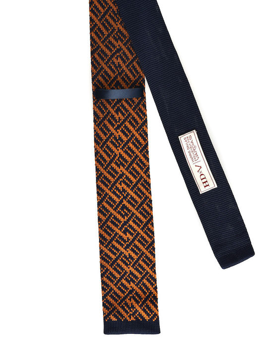 Vardas Ανδρική Γραβάτα Πλεκτή με Σχέδια σε Καφέ Χρώμα