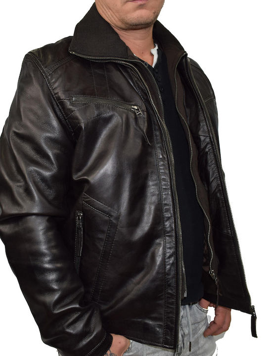 Leatherland Men's Leather Biker Jacket Black