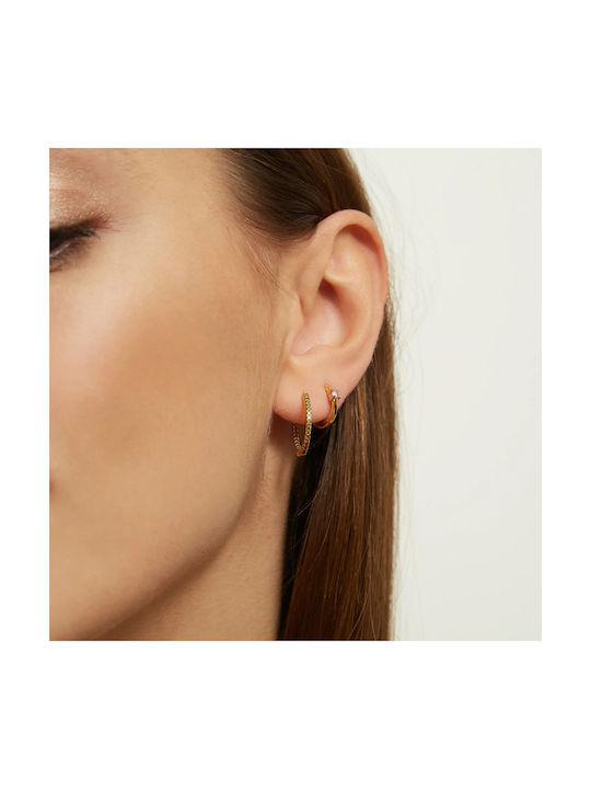 Aleyolé Earrings Hoops made of Silver Gold Plated with Stones