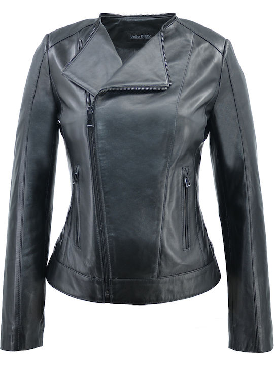 Δερμάτινα 100 Δερμάτινο Γυναικείο Biker Jacket Μαύρο