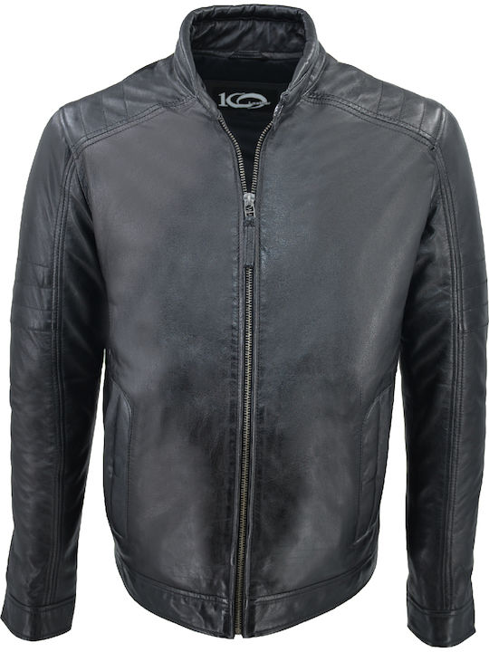 Δερμάτινα 100 Men's Winter Leather Jacket Black