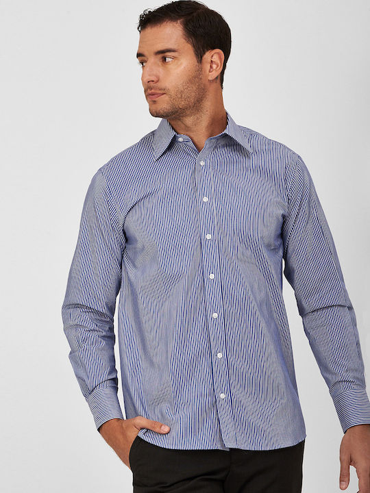 Vardas Men's Shirt Long Sleeve Striped Blue