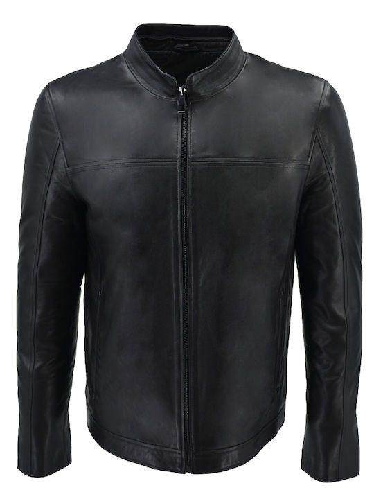 Δερμάτινα 100 Herren Winter Jacke Leder Schwarz