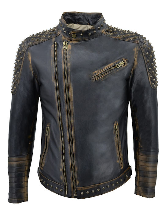 Δερμάτινα 100 Men's Leather Biker Jacket Black