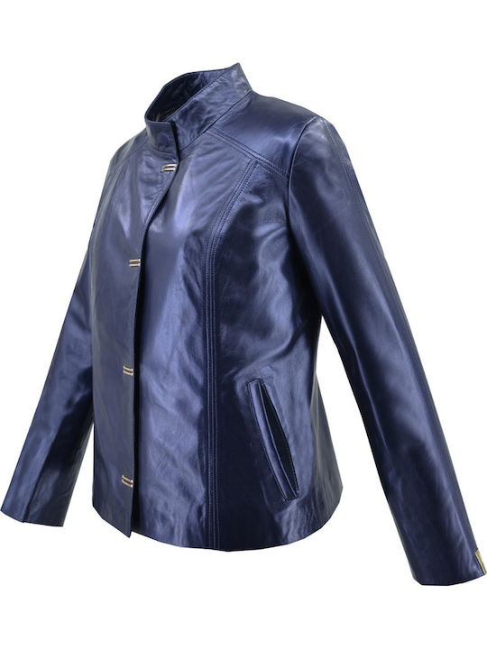 Dermatina 100 Blazer pentru femei Piele Sacou Albastru