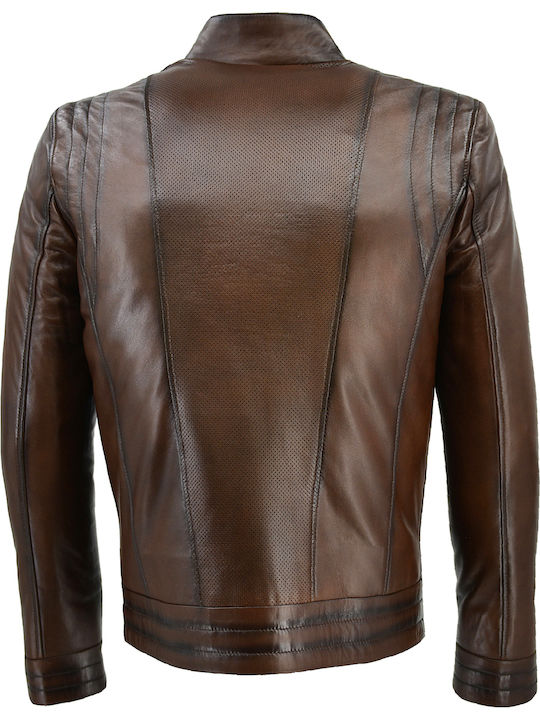 Lederjacke Jacke Biker Braun