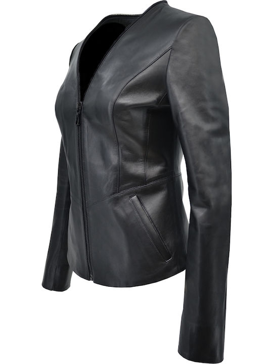 Dermatina 100 Women's Short Lifestyle Leather Jacket for Winter Black