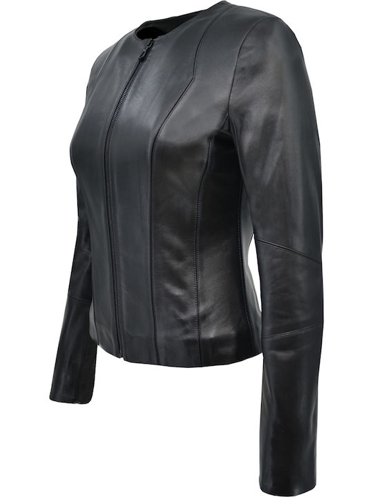 Dermatina 100 Women's Short Lifestyle Leather Jacket for Winter Black