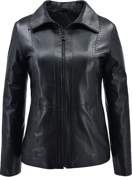 Piele Jachetă de femei Biker Jacket Negru