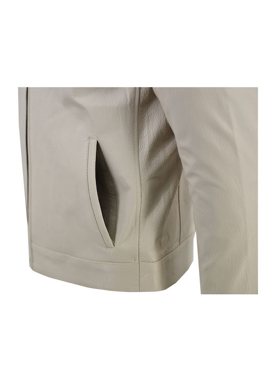 Leather Jacket Beige