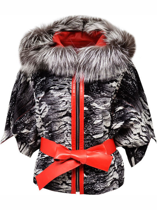 Δερμάτινα 100 Women's Short Lifestyle Leather Jacket for Winter Red