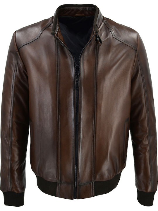 Δερμάτινα 100 Men's Winter Leather Jacket Brown