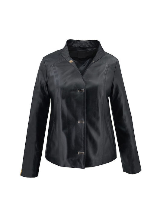 Dermatina 100 Women's Short Lifestyle Leather Jacket for Winter Black