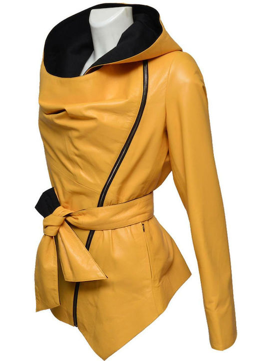 Damen Bikerjacke Gelb