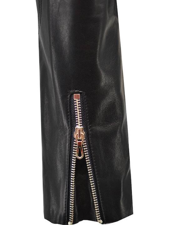 Δερμάτινο Γυναικείο Biker Jacket Μαύρο
