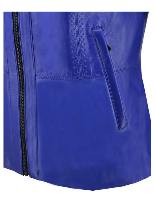 Piele Jachetă de femei Biker Jacket Albastru