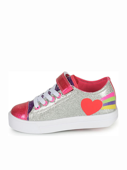Παιδικά Sneakers με Σκρατς & Ροδάκια Ασημί