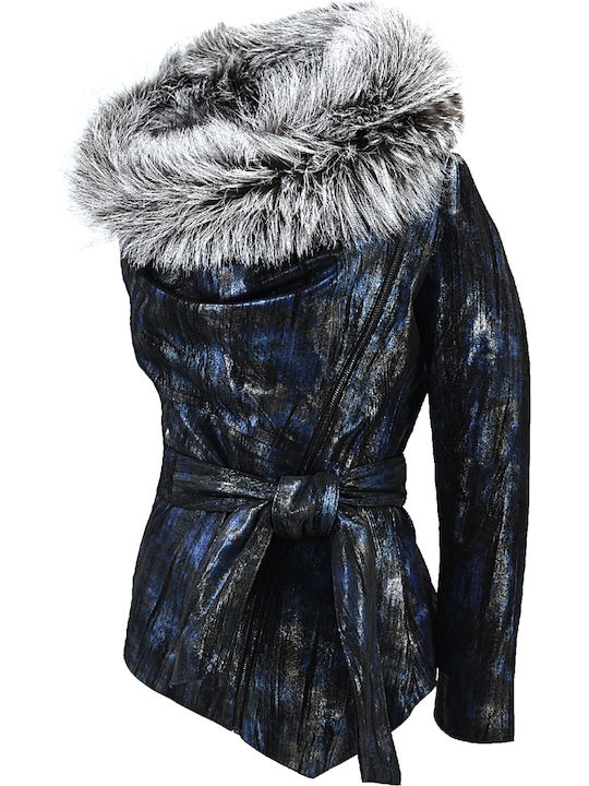 Δερμάτινο Γυναικείο Biker Jacket Μπεζ