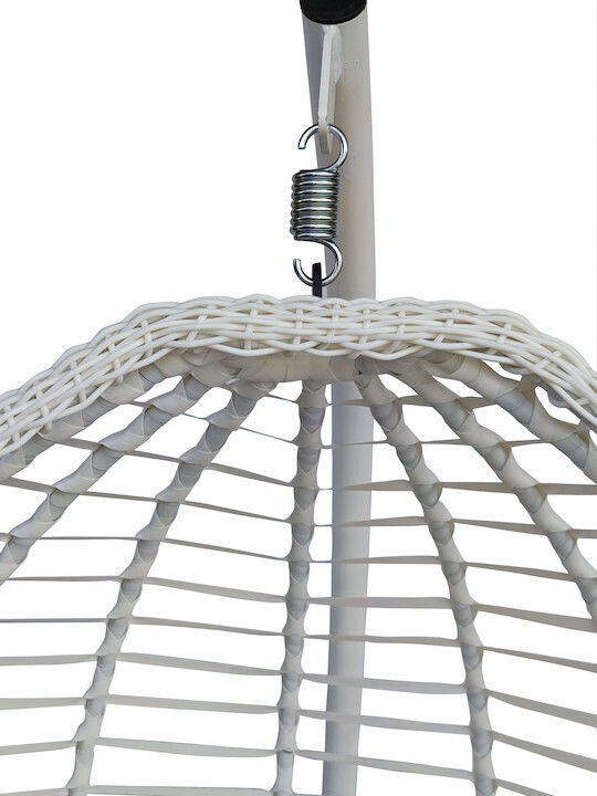Rattan Swing Nest with Stand White L116xW116xH198cm