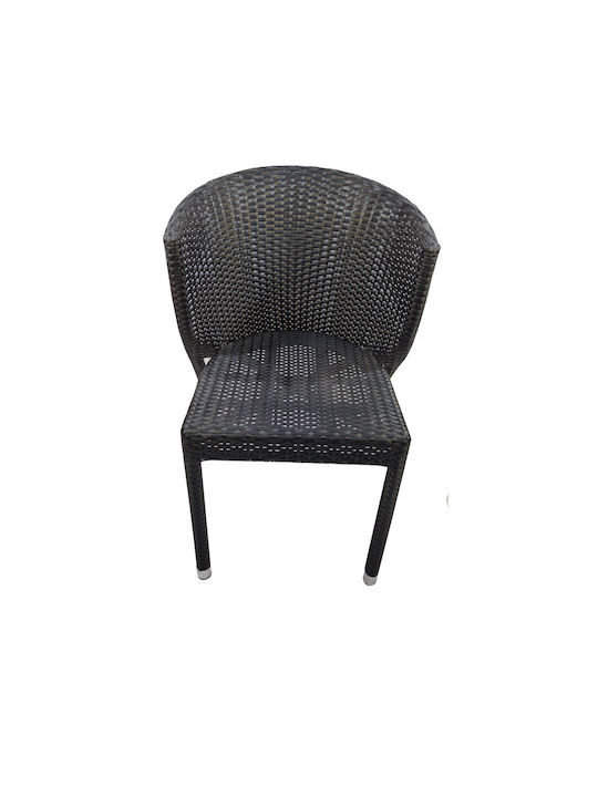 Πολυθρόνα Εξωτερικού Χώρου Rattan Μαύρη 52x46x80εκ.