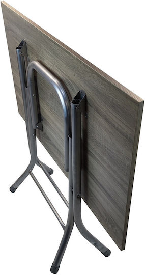 Table Kitchen Collapsible Wooden with Metal Frame Ashtray 100x60x73cm