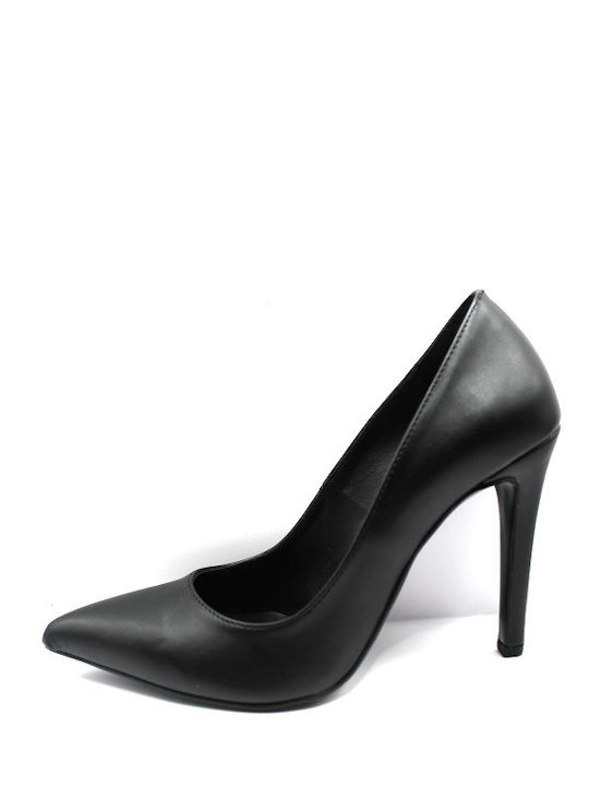 Ellen Leather Pointed Toe Stiletto Black High Heels