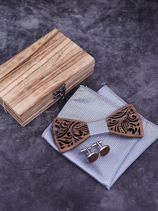 Legend Accessories Set Fliege mit Taschentuch Braun