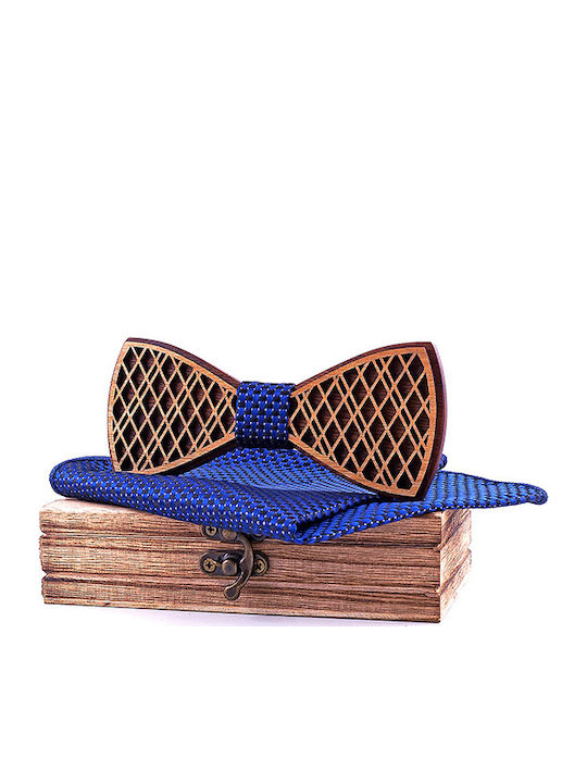 Legend Accessories Σετ Ξύλινo Παπιγιόν με Μαντήλι Καφέ