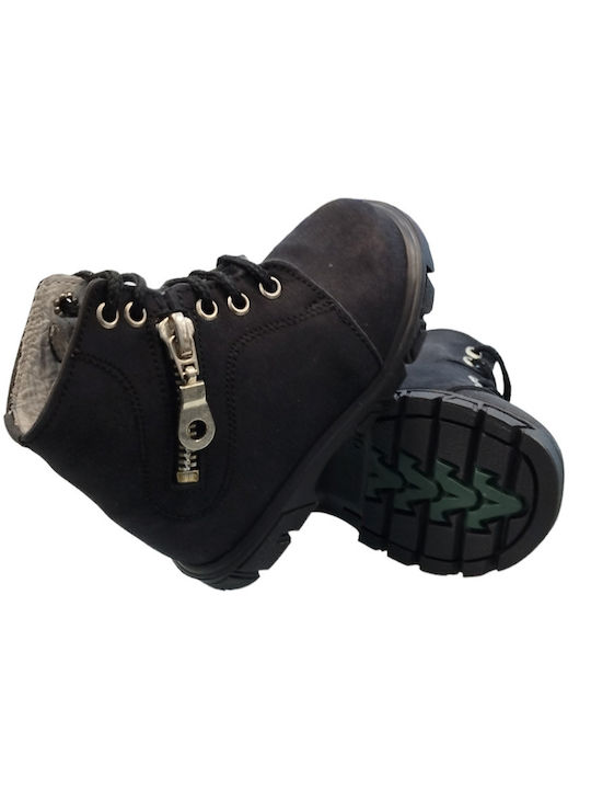 Fatsoules Kids Leather Anatomic Boots with Lace Black