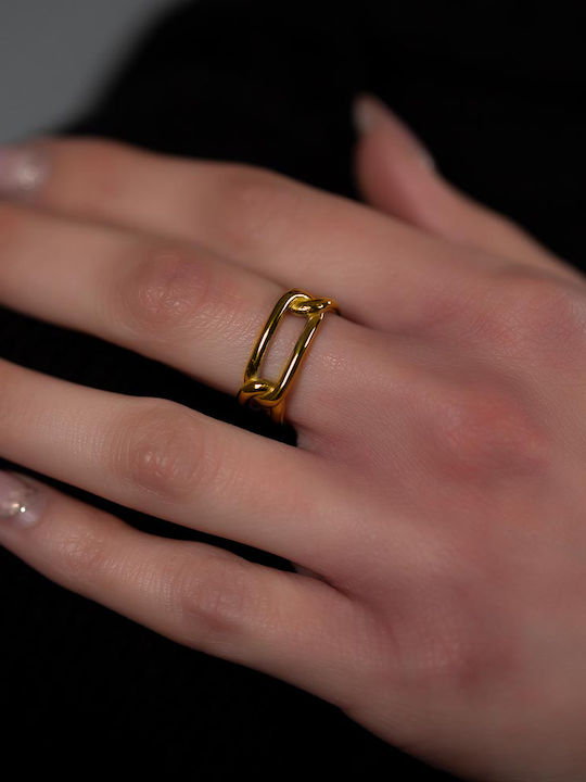 Piercing.gr Γυναικείο Δαχτυλίδι από Ατσάλι Επιχρυσωμένο