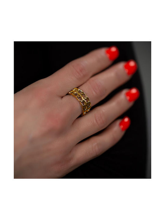 Piercing.gr Damen Ring aus Stahl Vergoldeter