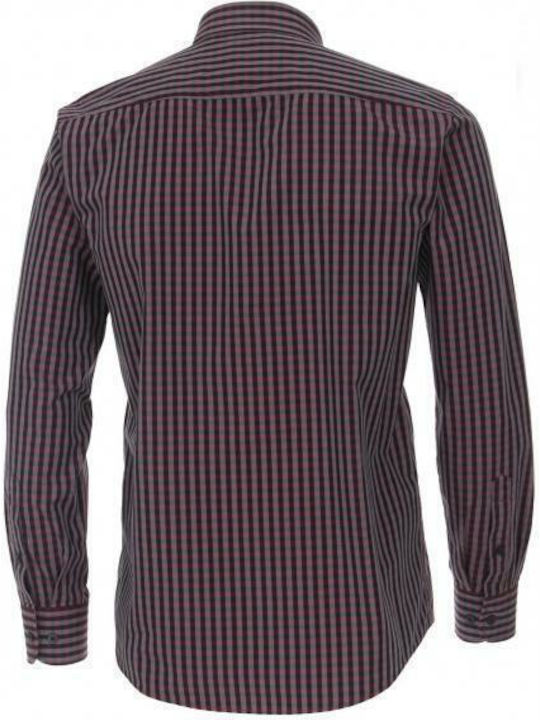 Casa Moda Men's Shirt Long Sleeve Cotton Checked Burgundy