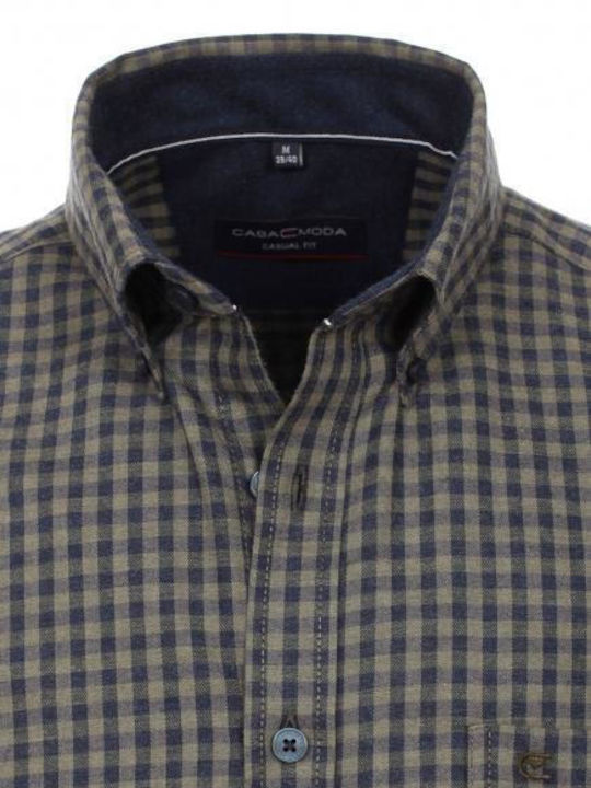 Casa Moda Men's Shirt Long Sleeve Checked Khaki