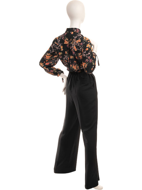Pentru Femei Bluză Mânecă lungă Floral Neagră