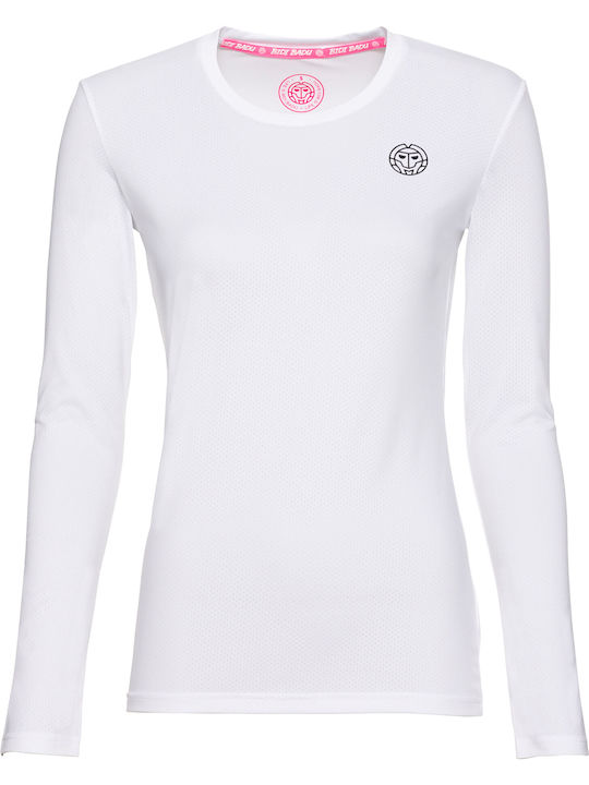 Damen Sport Langärmeliges Weißes Top