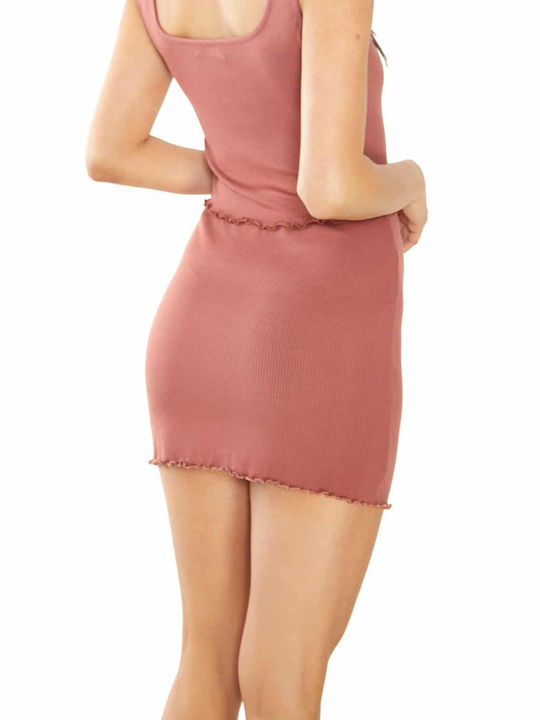 High-waisted Mini Skirt Brown