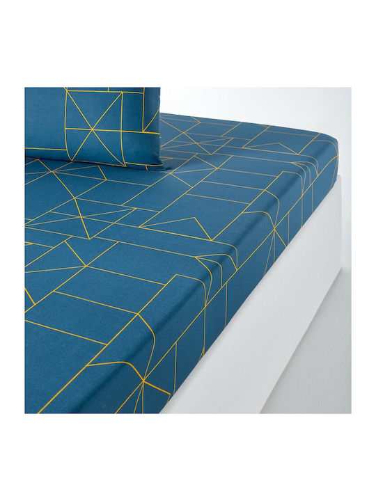 So'Home Sheet for Single Bed with Elastic 90x190cm. Blue