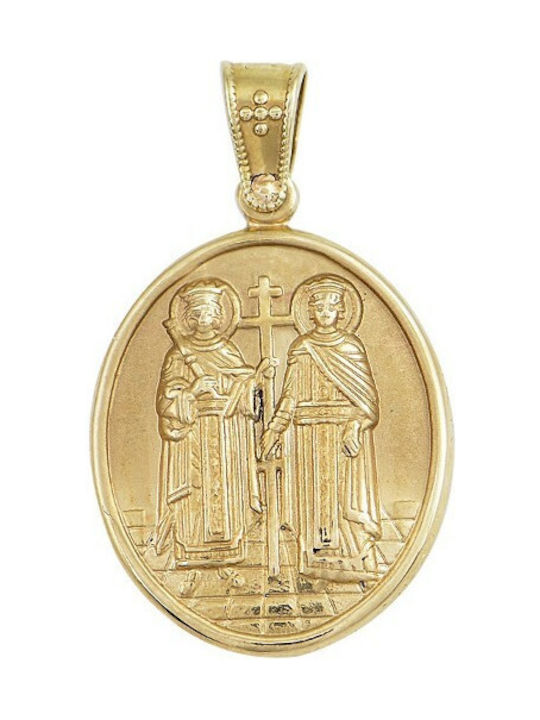 Layrentakis Pendant Kids Talisman Double Sided Constantine from Gold 9K ΚΩ000204