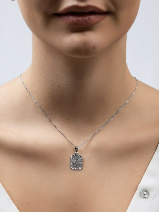 Eforo Μενταγιόν με την Παναγία Λευκόχρυσο 14K Eforo Μενταγιόν με την Παναγία Λευκόχρυσο 14K