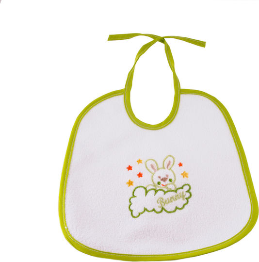 Bunny Bebe Σαλιάρα Υφασμάτινη με Κορδόνι Λευκή