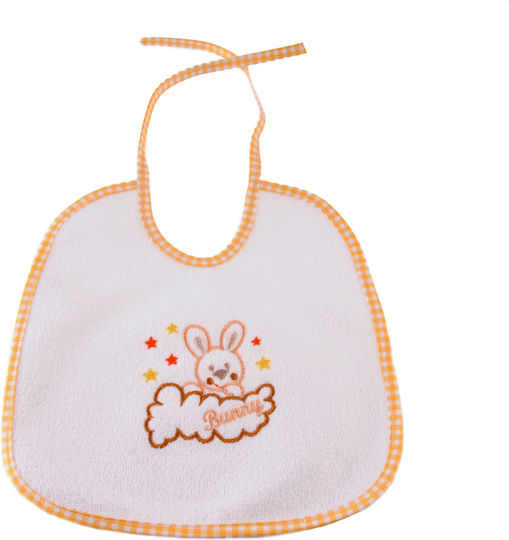 Bunny Bebe Σαλιάρα Υφασμάτινη με Κορδόνι Λευκή