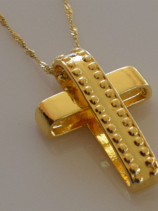 Bizoutaki Kreuz aus Vergoldetem Silber mit Kette