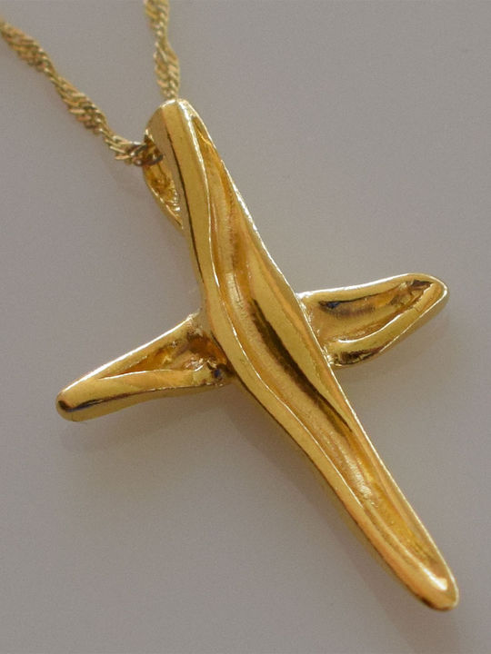 Bizoutaki Kreuz aus Vergoldetem Silber mit Kette