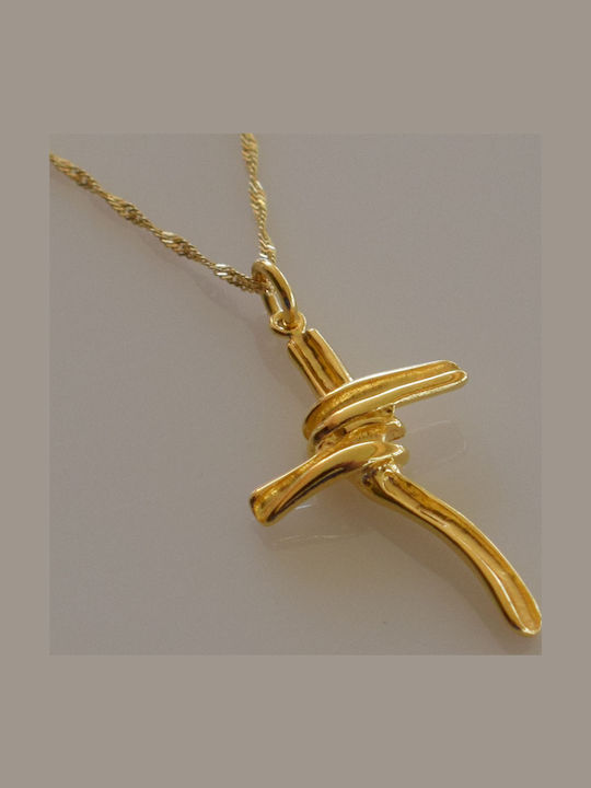 Bizoutaki Cross from Gold Plated Silver with Chain