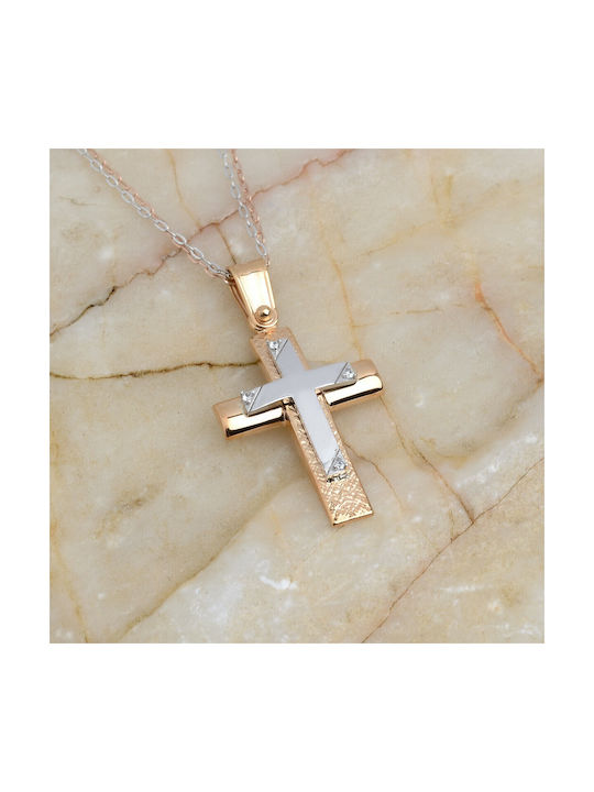 Ioannou24 Damen Gold Kreuz 14K mit Kette