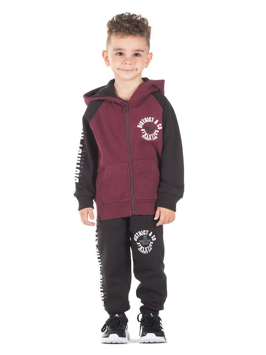 Kids Sweatshirt Cardigan with Hood Burgundy