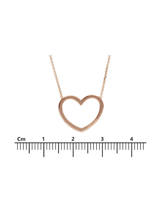 Mentzos Necklace with design Heart from Rose Gold 9 K